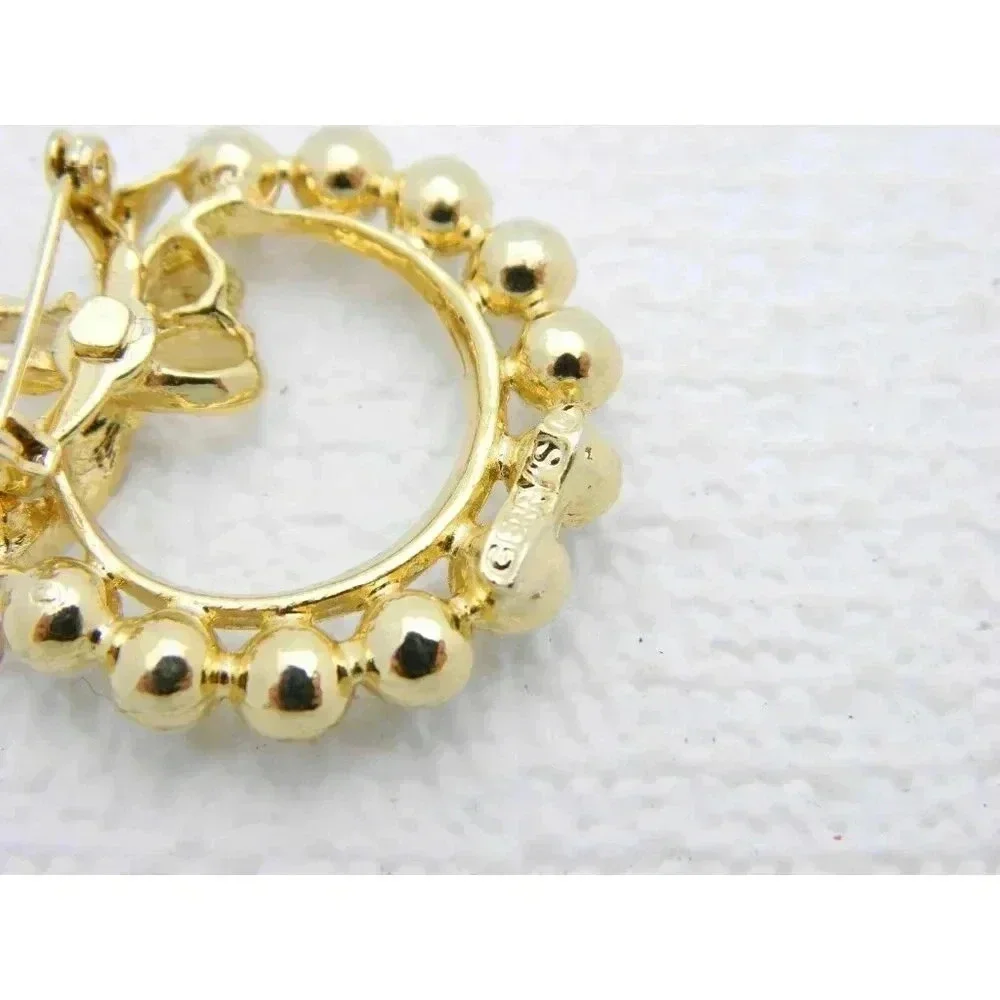GERRY's Signed Gold Tone Faux Pearl Bow